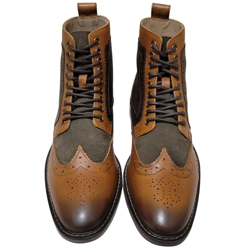 Stacy Adams Men Finnegan Wingtip Brogue Dress Boots Size US 8M Brown Multi